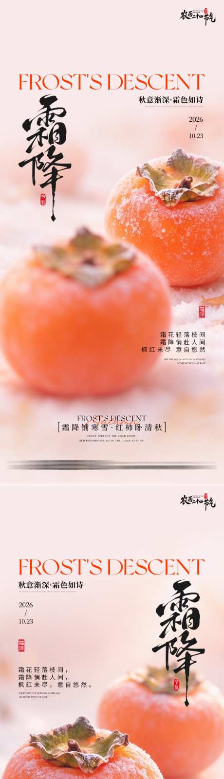 霜降二十四节气简约宣传海报